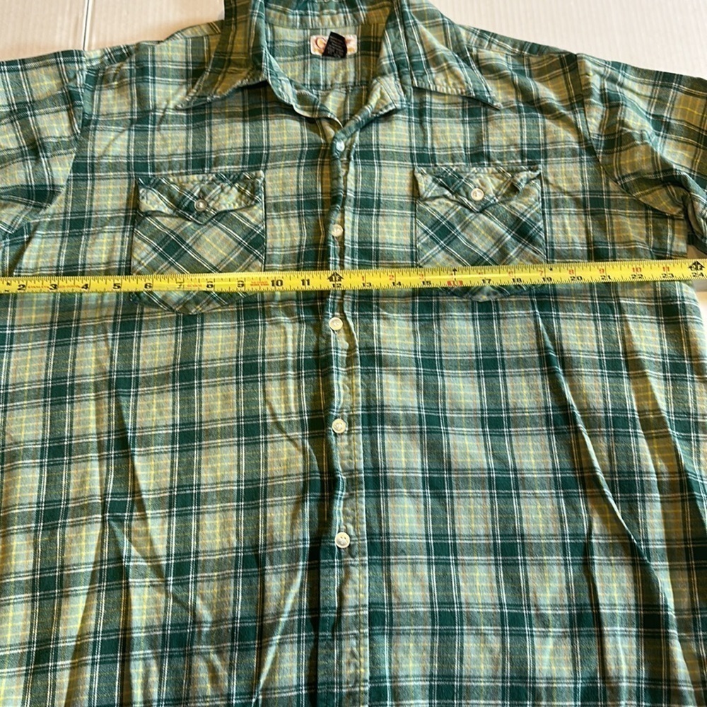 Golden Bell Brand flannel striped men’s button down in XL 100% cotton green - Picture 2 of 8